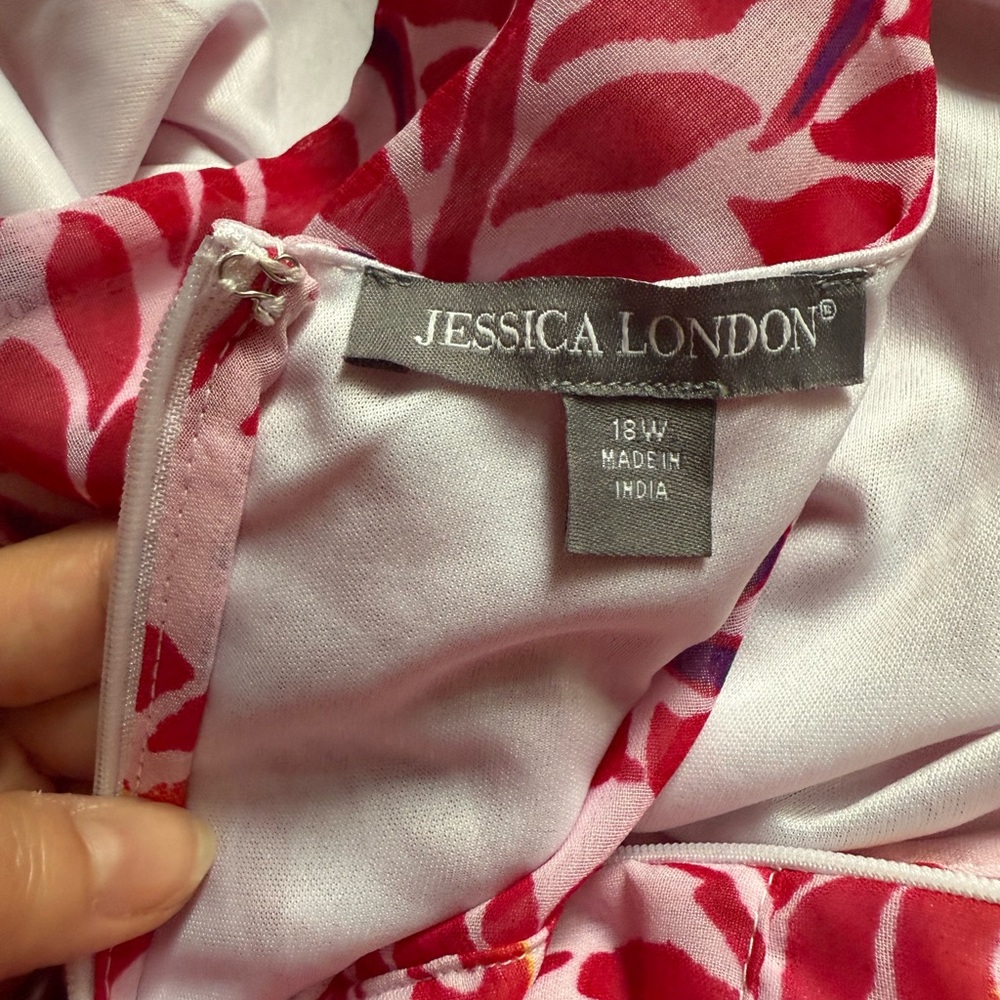 Jessica London Women's Plus Size Georgette Flyaway Pink Floral Maxi Dress 18W - Picture 8 of 12